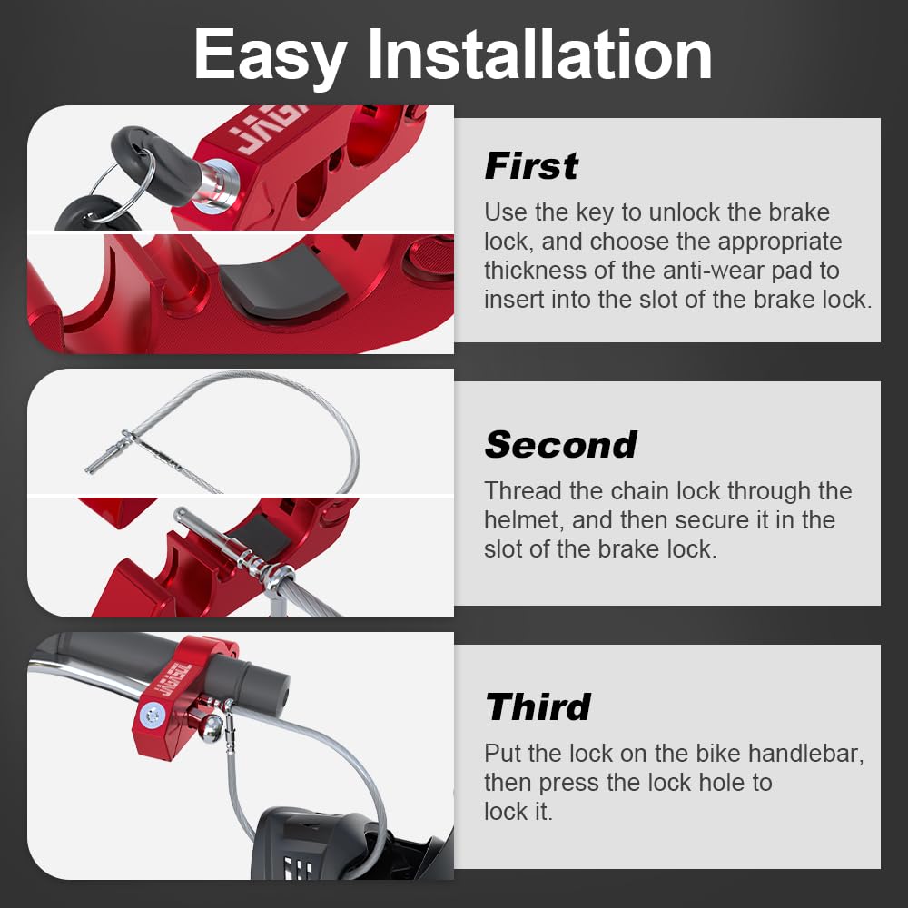 Jagasol Motorcycle Lock Combo: Helmet & Brake Anti-Theft Handlebar Lock For Moped, Motorbike, Scooters, Atv, Dirt Bike, Street B